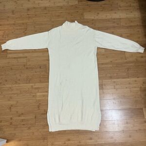 Cream Long Sleeve Sweater Dress